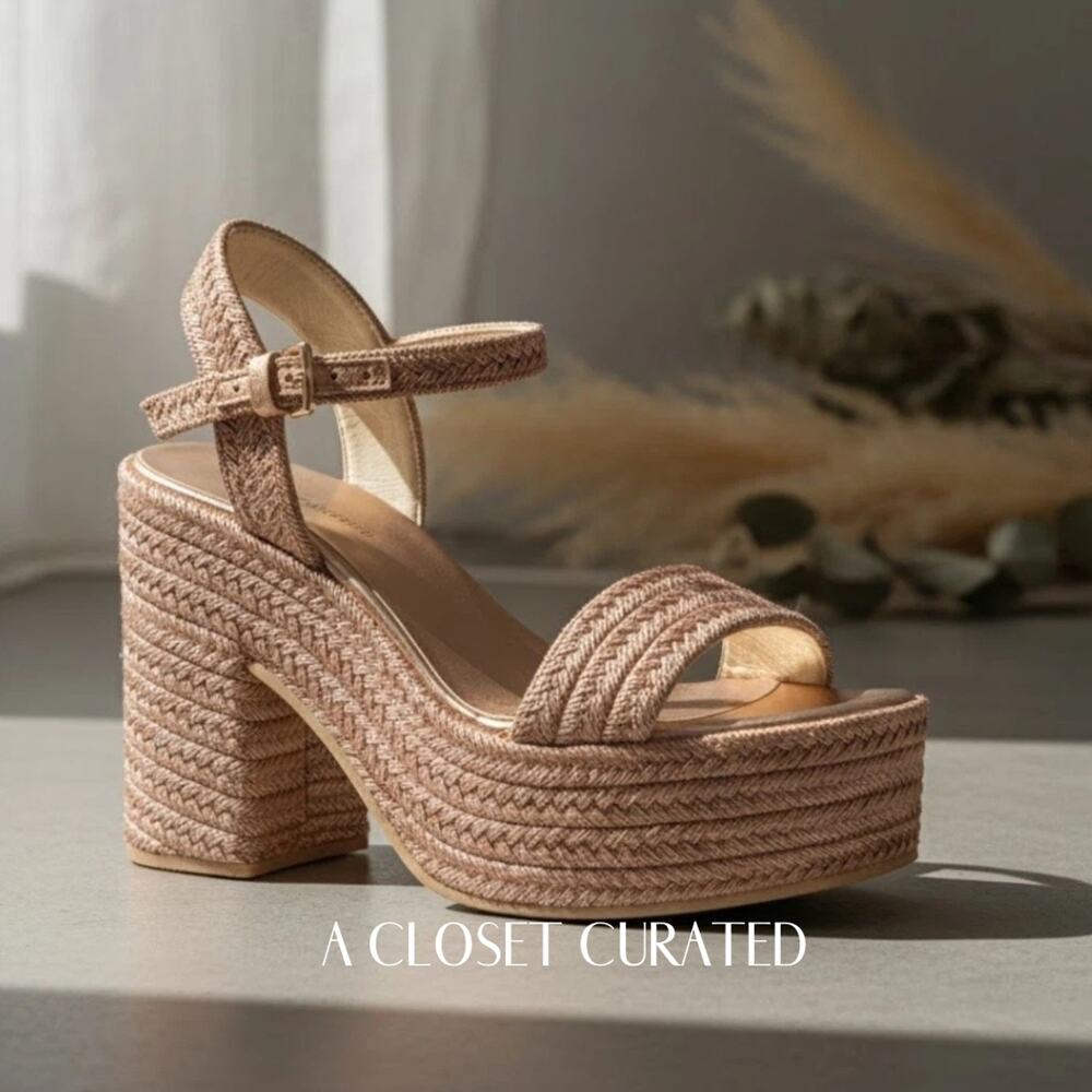 Jeffrey Campbell Asueto Platform Espadrille Sandal 9 Rose Gold NEW